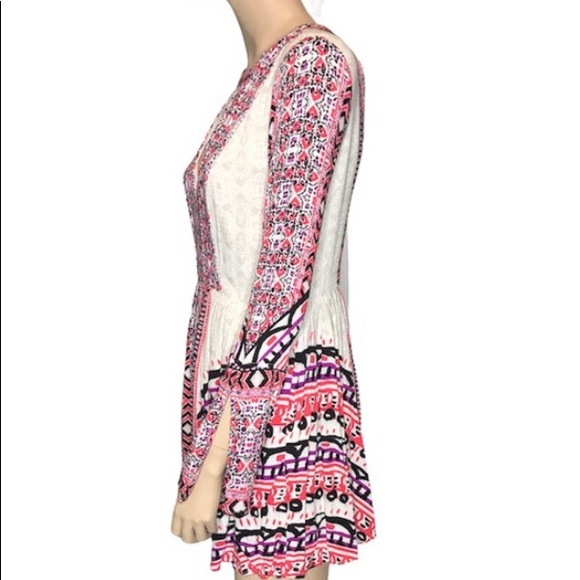 Free People Sz 4 Tegan Boarder Printed Mini Dress - Picture 4 of 13